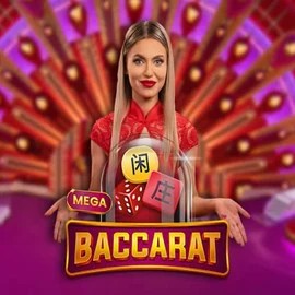Mega Baccarat slot logo by Pragmatic Play at BetOnRed Casino